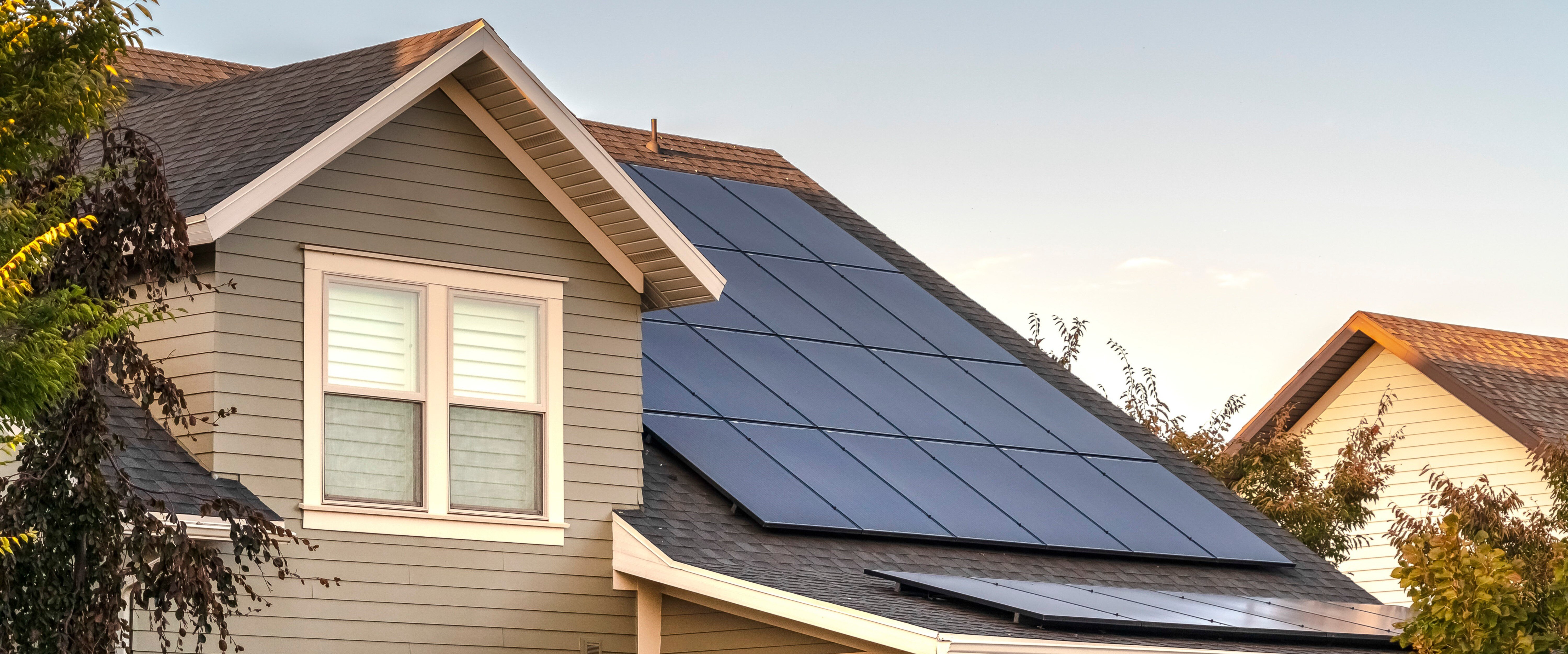 Home with solar panels on roof
